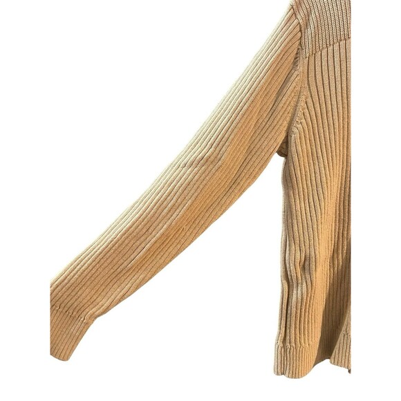 L.L. Bean Sweater Mens Large Beige Mock Neck Knit Preppy Outdoors Cotton Button - Picture 6 of 11